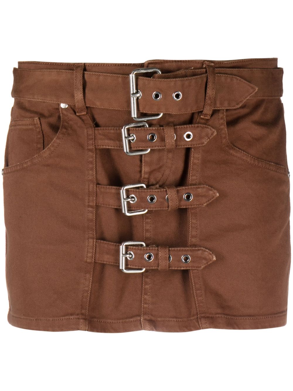 Blumarine buckle-embellished denim miniskirt - Brown von Blumarine