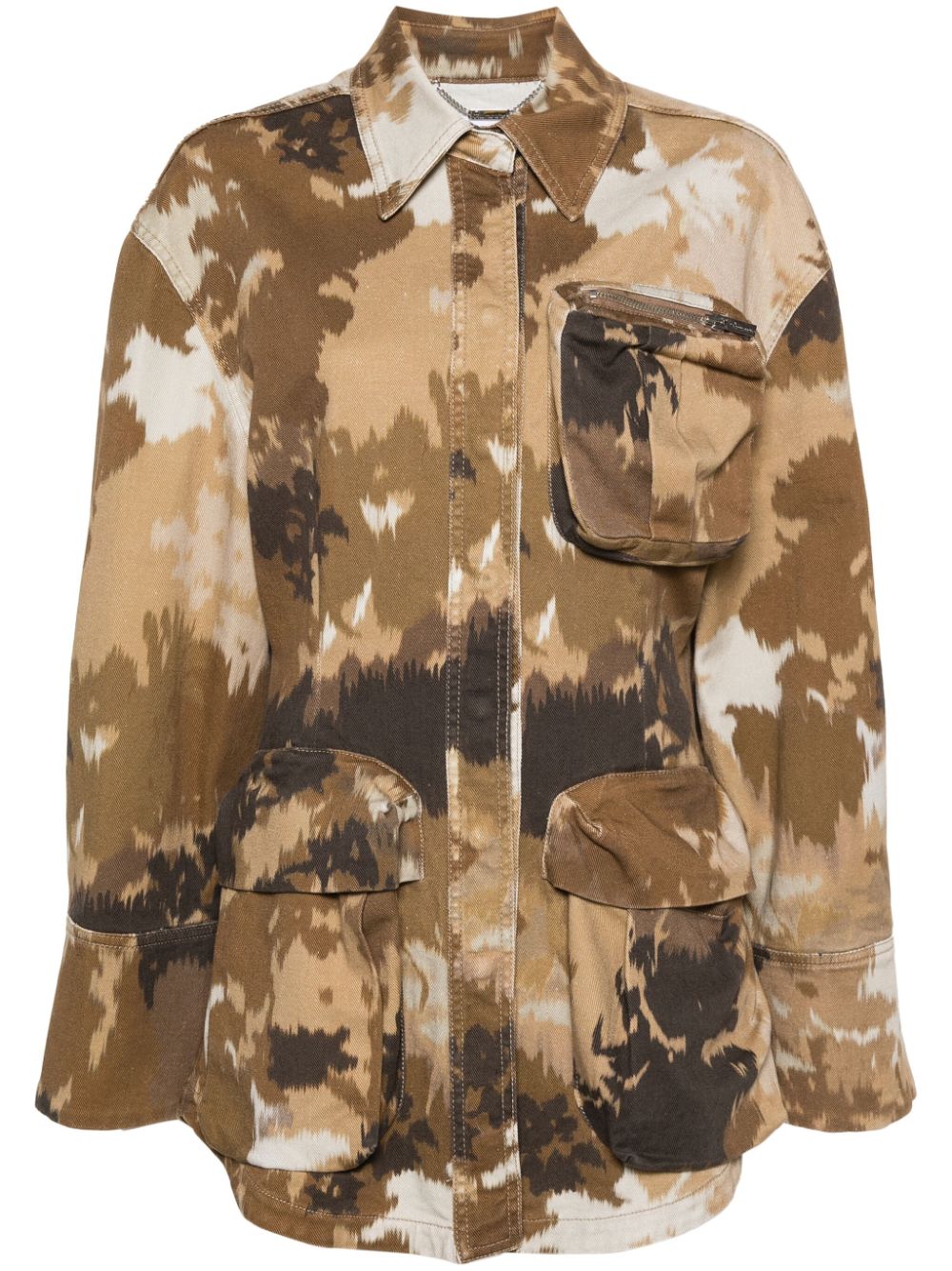 Blumarine camouflage-print shirt jacket - Brown von Blumarine