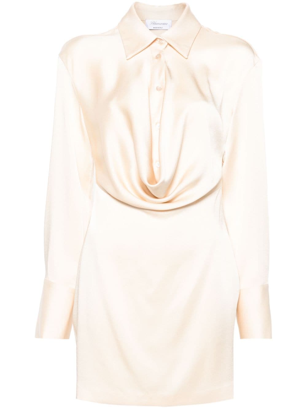 Blumarine cowl-collar satin shirt minidress - Neutrals von Blumarine