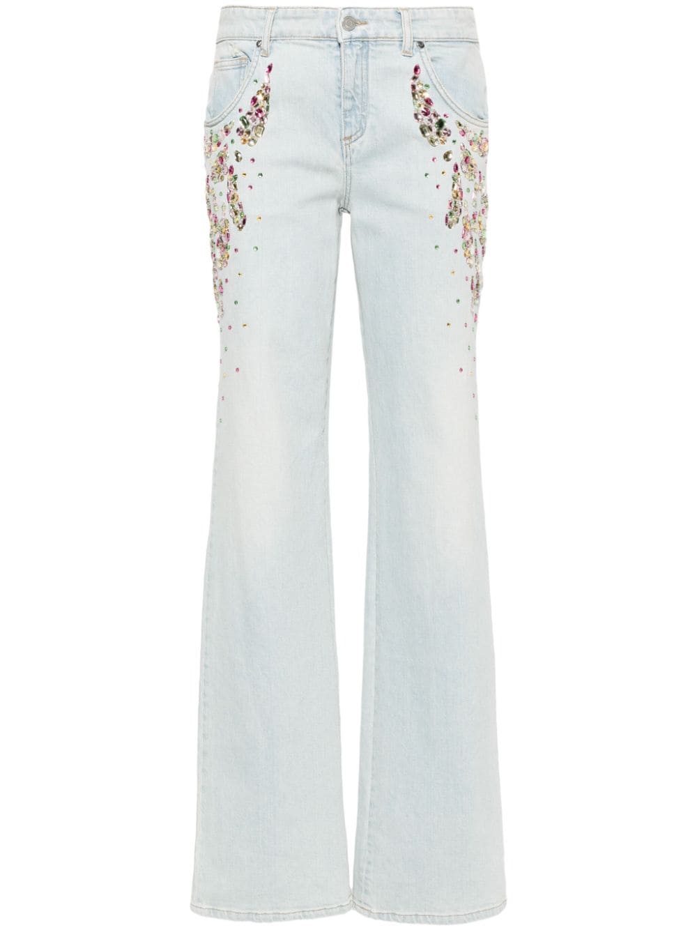 Blumarine crystal-embellished straight-leg jeans - Blue von Blumarine