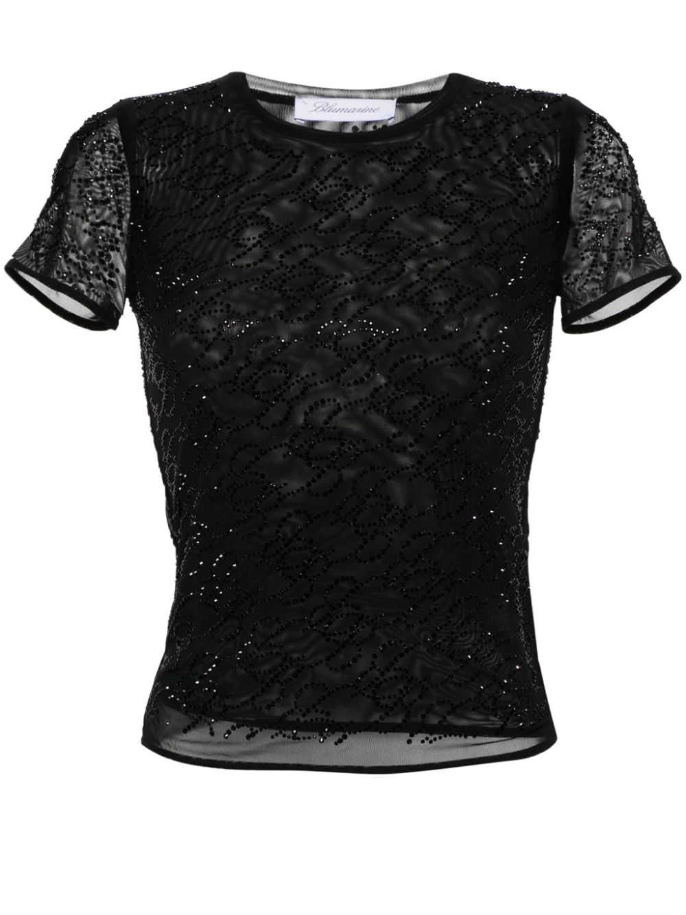 Blumarine crystal-embellished tulle T-shirt - Black von Blumarine