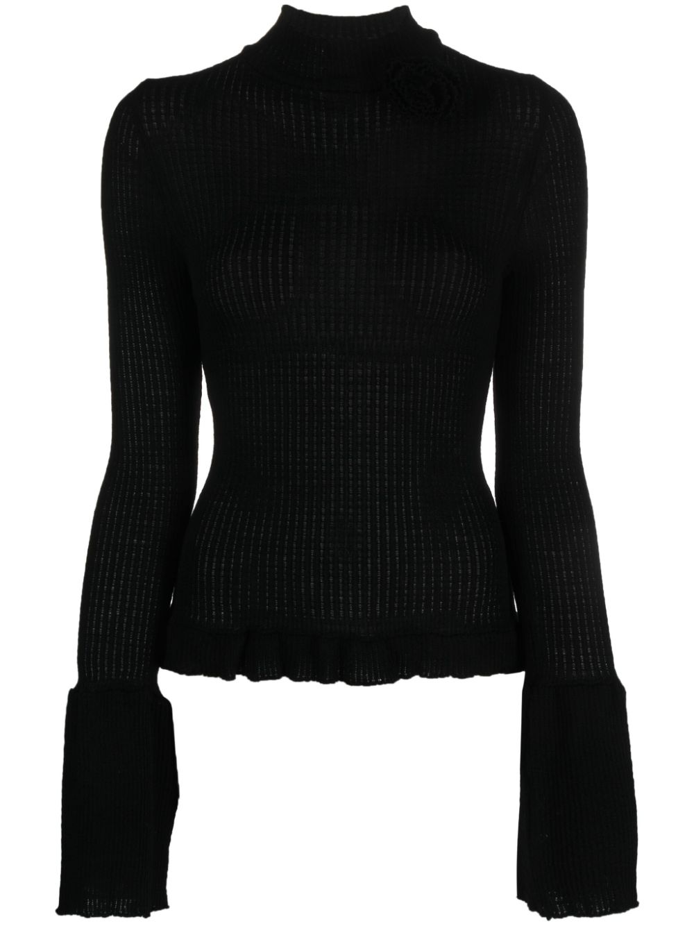 Blumarine floral-appliqué knitted jumper - Black von Blumarine