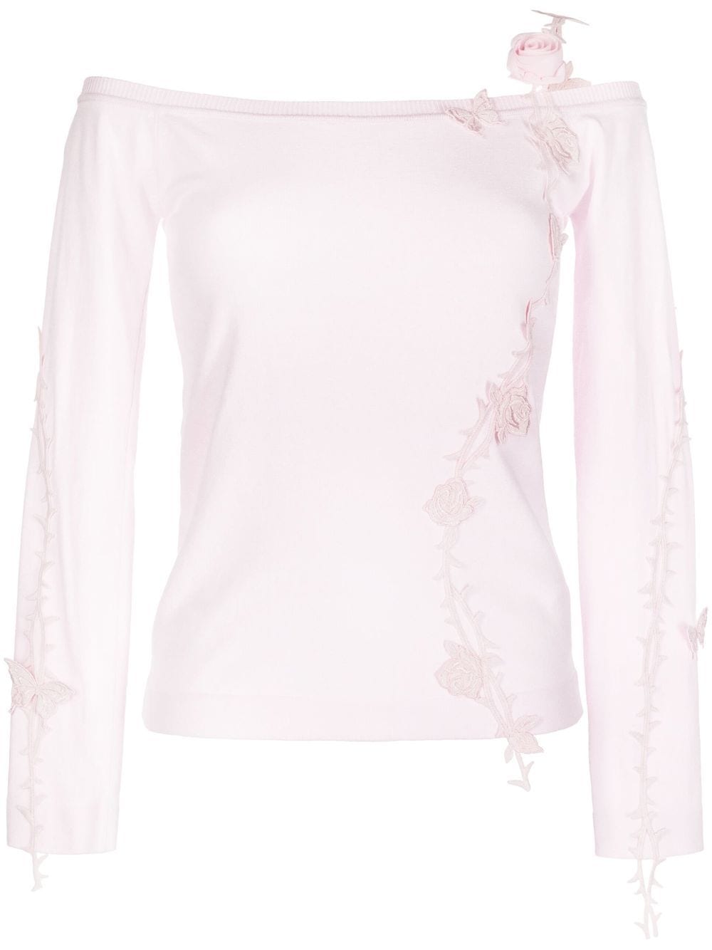 Blumarine floral-appliqué knitted top - Pink von Blumarine
