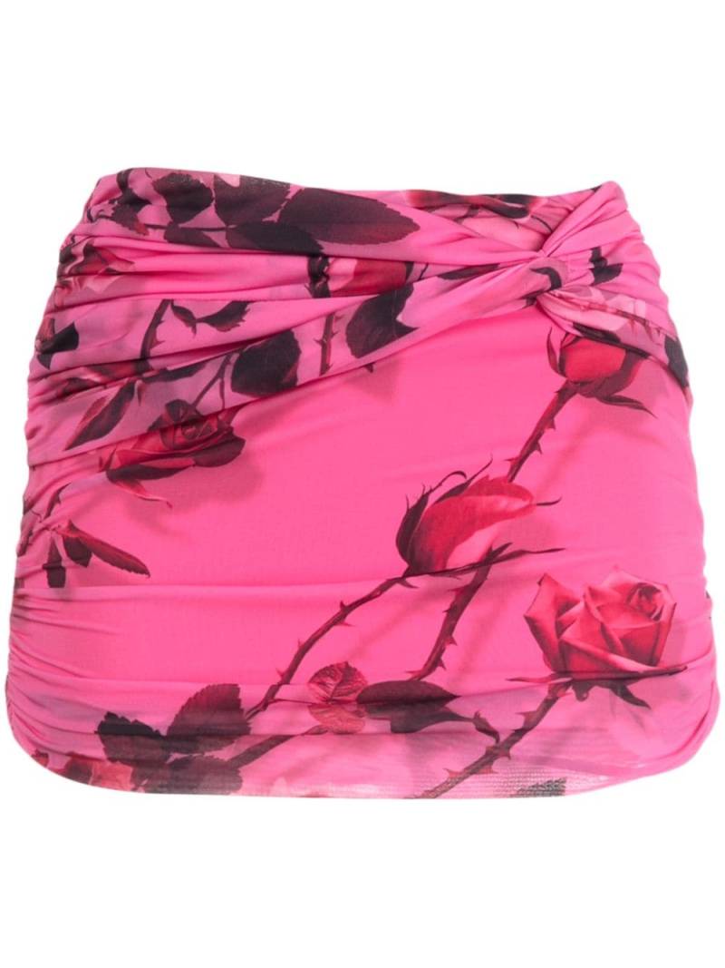 Blumarine floral-print ruched miniskirt - Pink von Blumarine