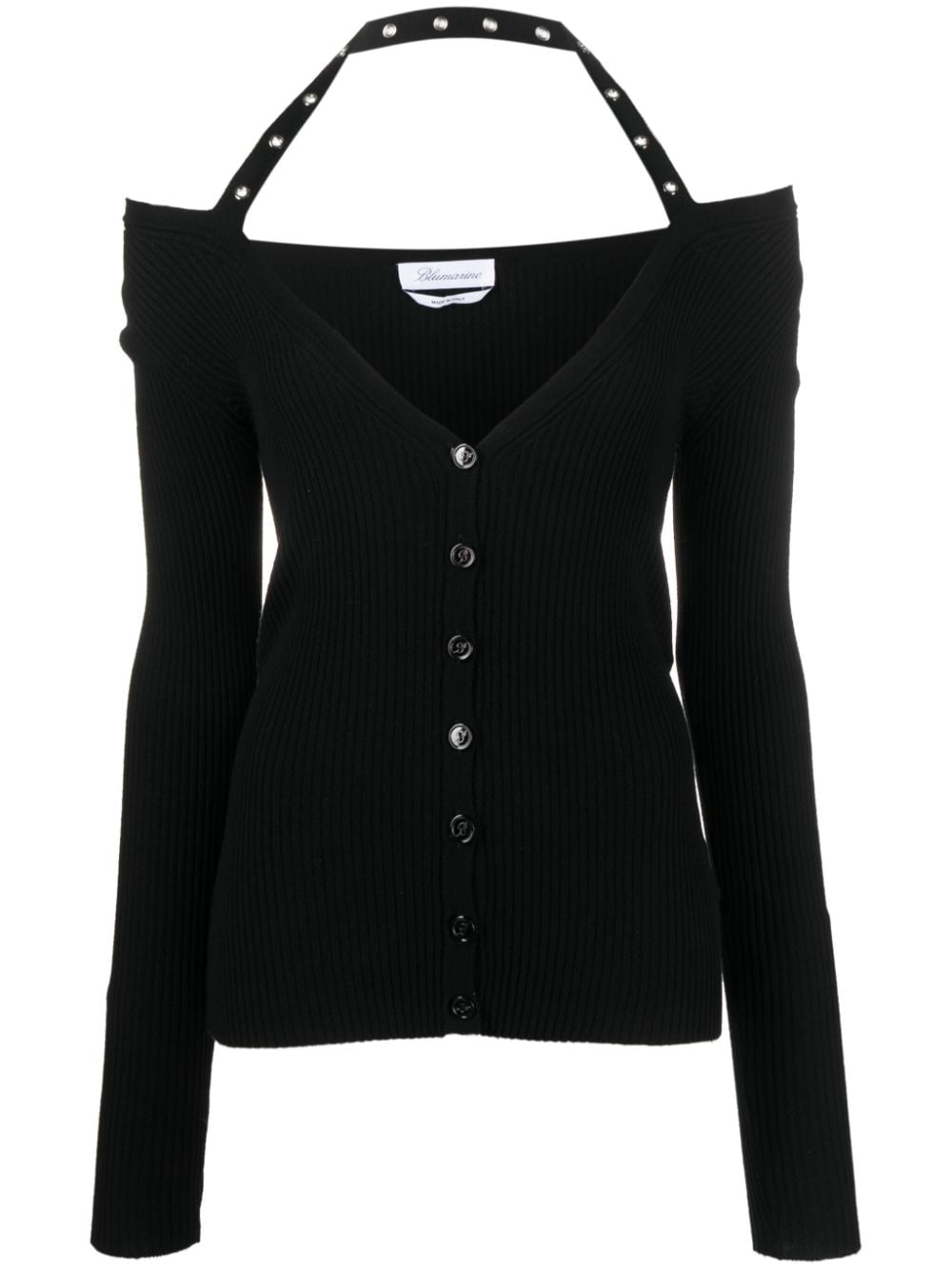 Blumarine halterneck ribbed-knit cardigan - Black von Blumarine