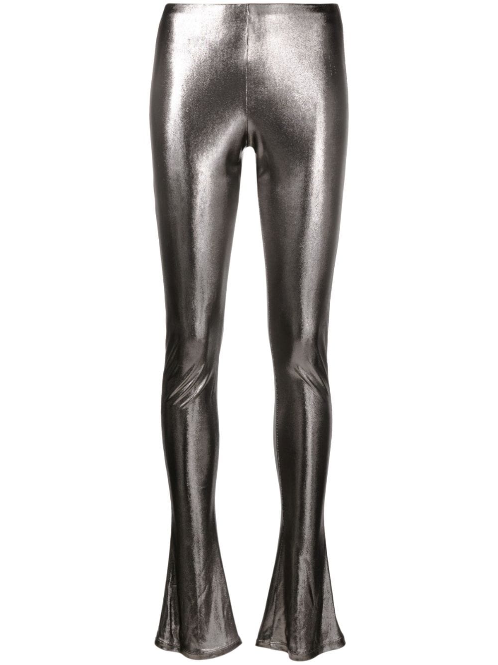Blumarine laminated-finish high-waisted trousers - Grey von Blumarine