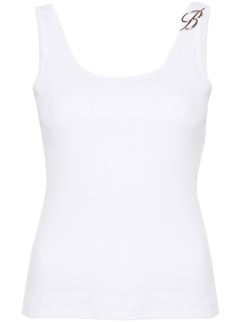 Blumarine logo-appliqué ribbed tank top - White von Blumarine