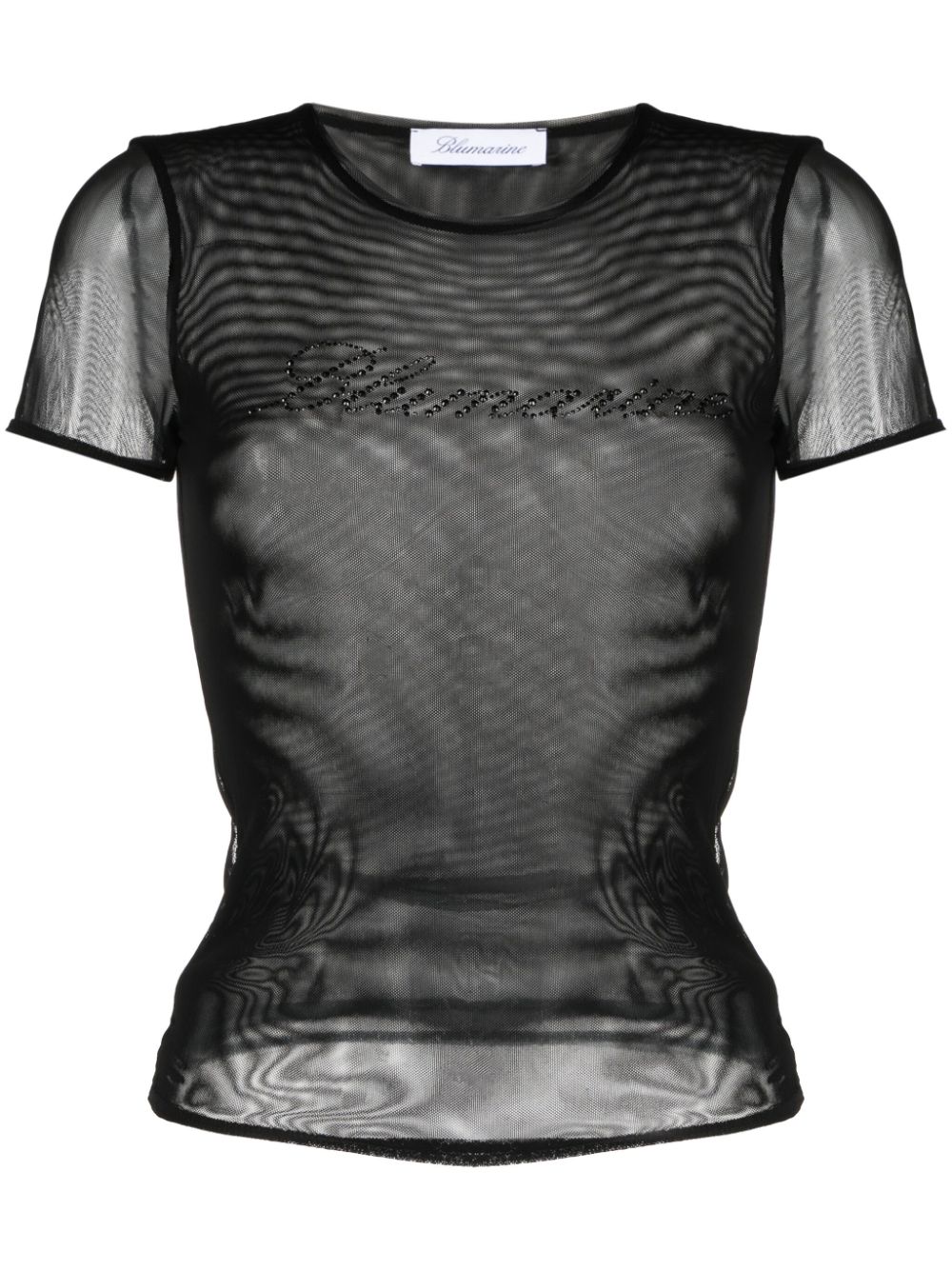 Blumarine logo-embellished mesh T-shirt - Black von Blumarine