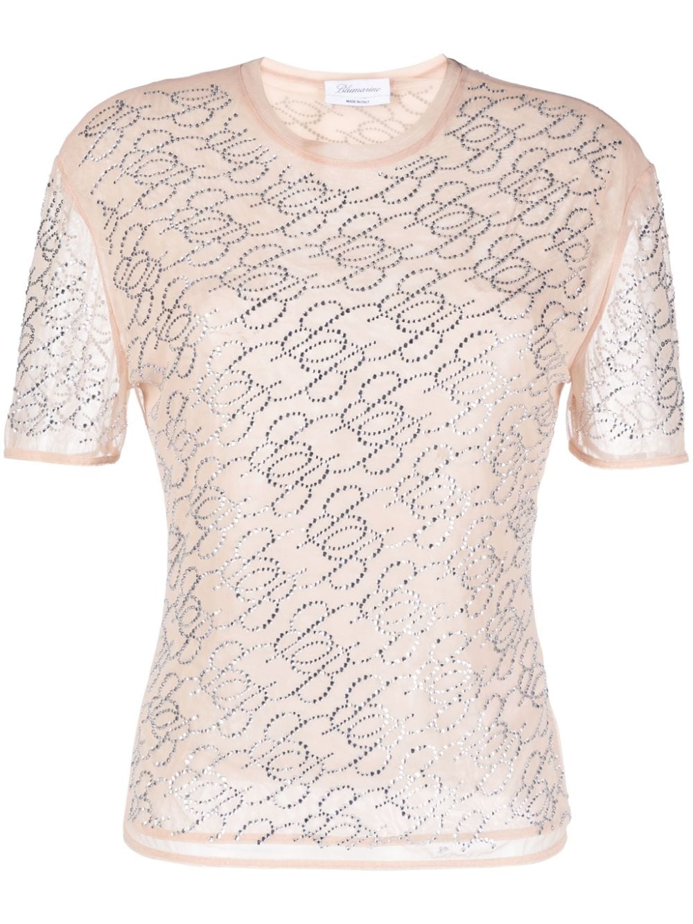 Blumarine logo-embellishment crew-neck T-shirt - Neutrals von Blumarine