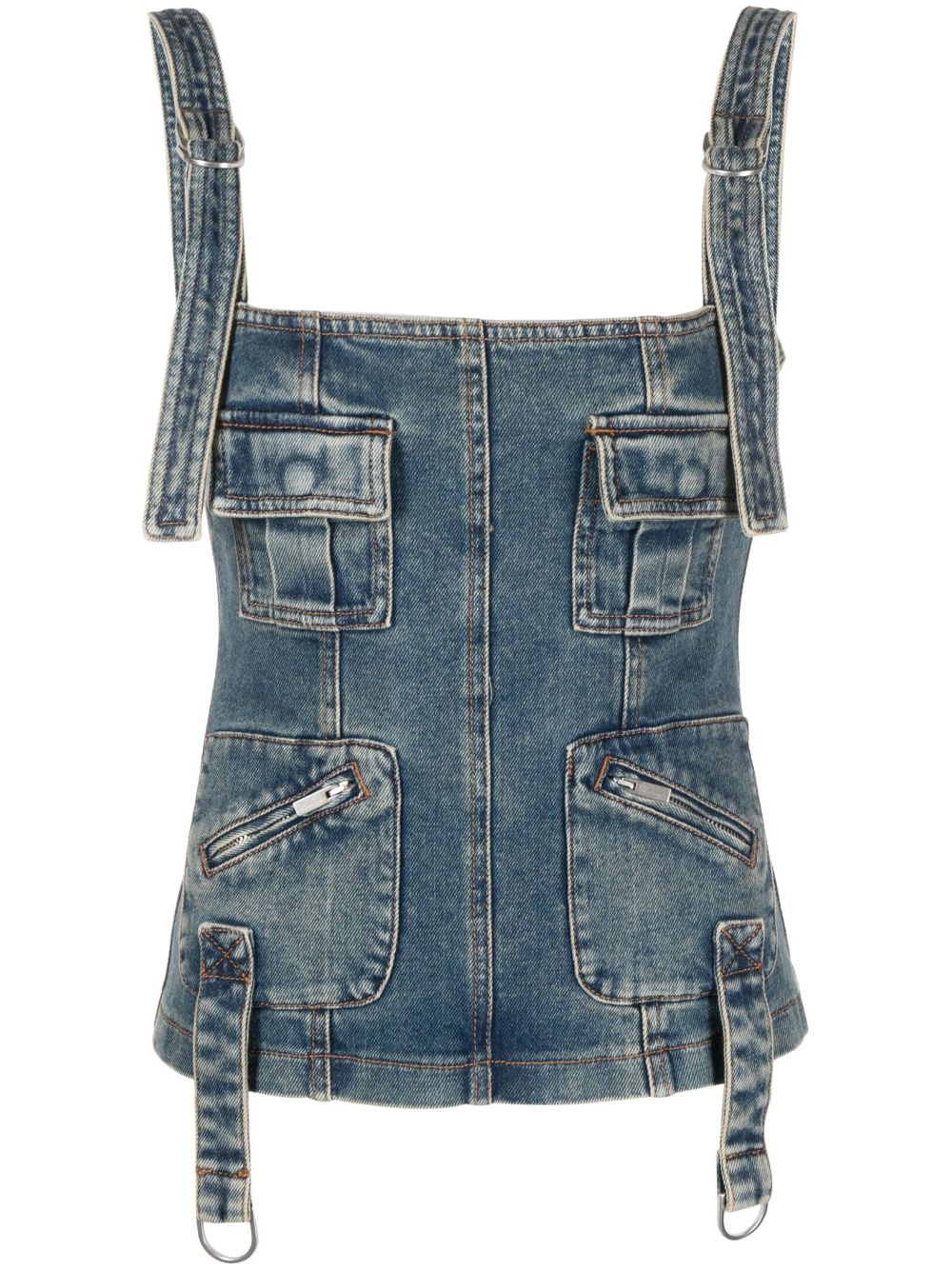 Blumarine multiple-pocket denim corset top - Blue von Blumarine