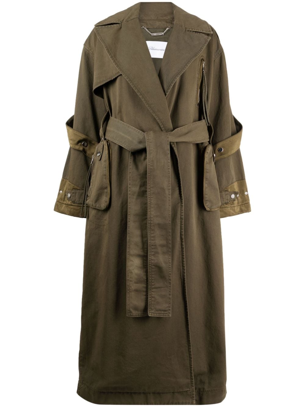 Blumarine panelled belted cotton trench coat - Green von Blumarine