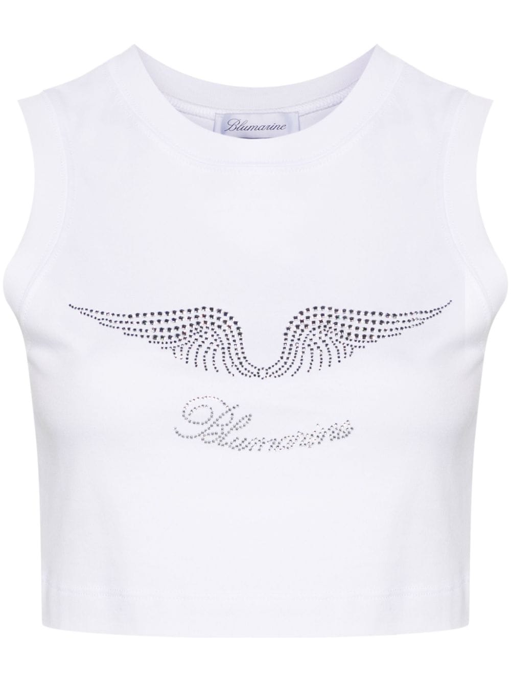 Blumarine rhinestone-embellished cropped tank top - White von Blumarine