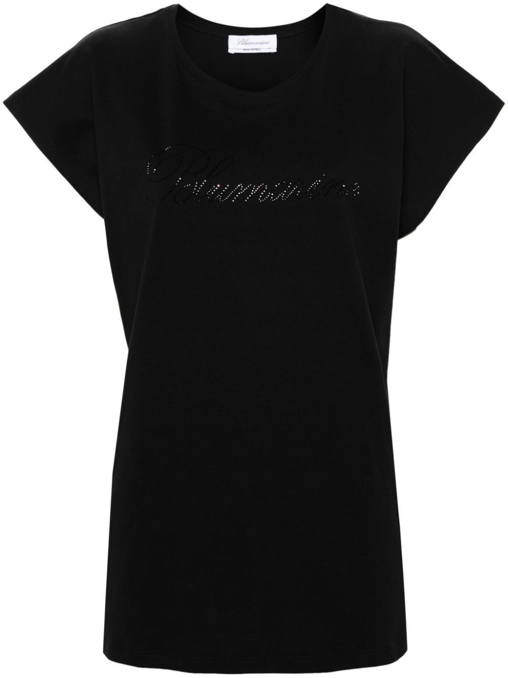 Blumarine rhinestone-logo cotton T-shirt - Black von Blumarine