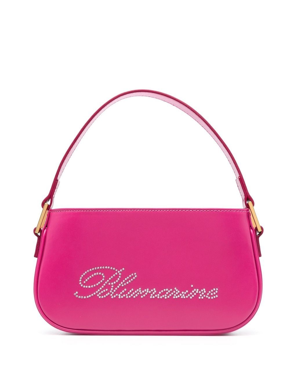 Blumarine rhinestone-logo leather shoulder bag - Pink von Blumarine