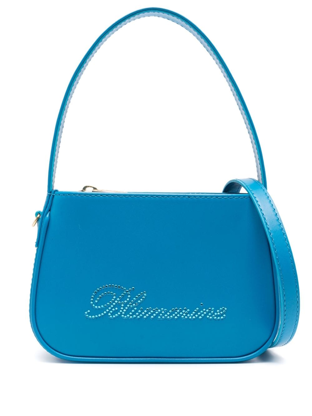 Blumarine rhinestone-logo leather tote bag - Blue von Blumarine