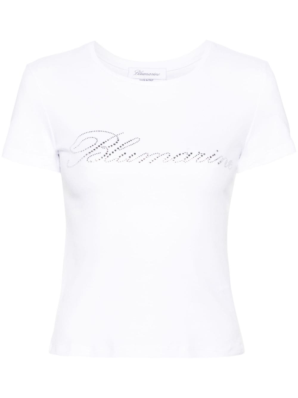 Blumarine rhinestoned-logo cotton T-shirt - White von Blumarine