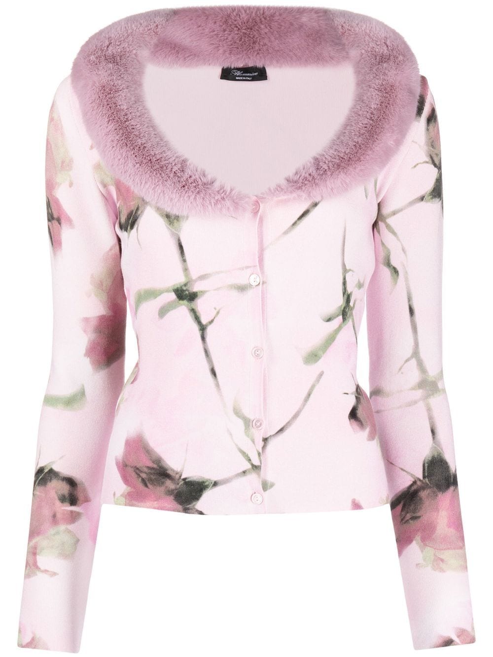 Blumarine rose-print cardigan - Pink von Blumarine