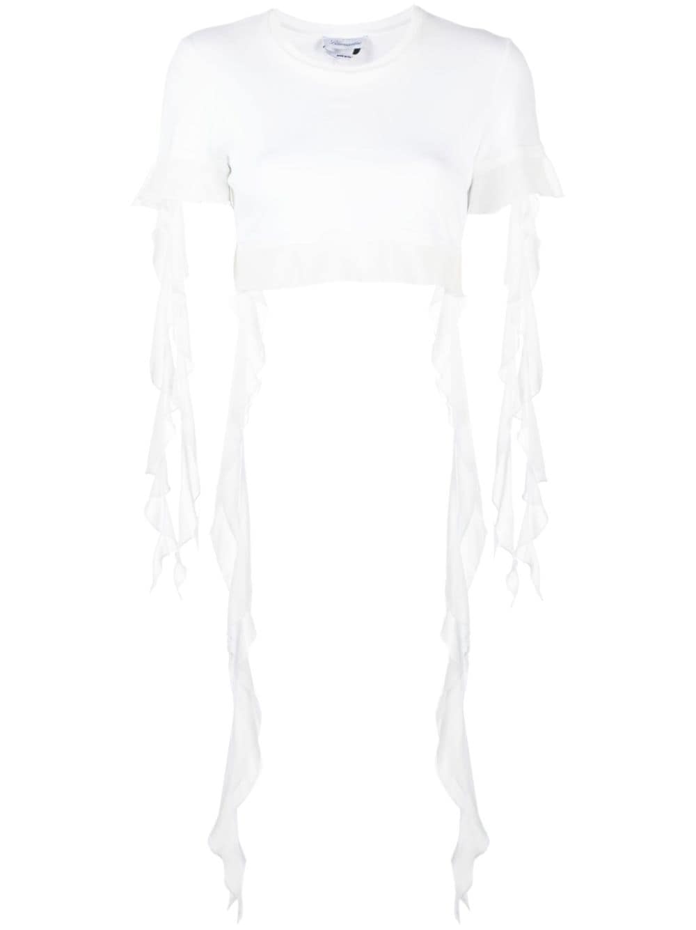 Blumarine ruffled cotton crop top - White von Blumarine