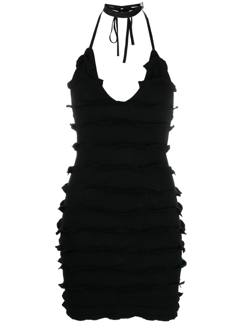 Blumarine ruffled-detail halterneck mini dress - Black von Blumarine