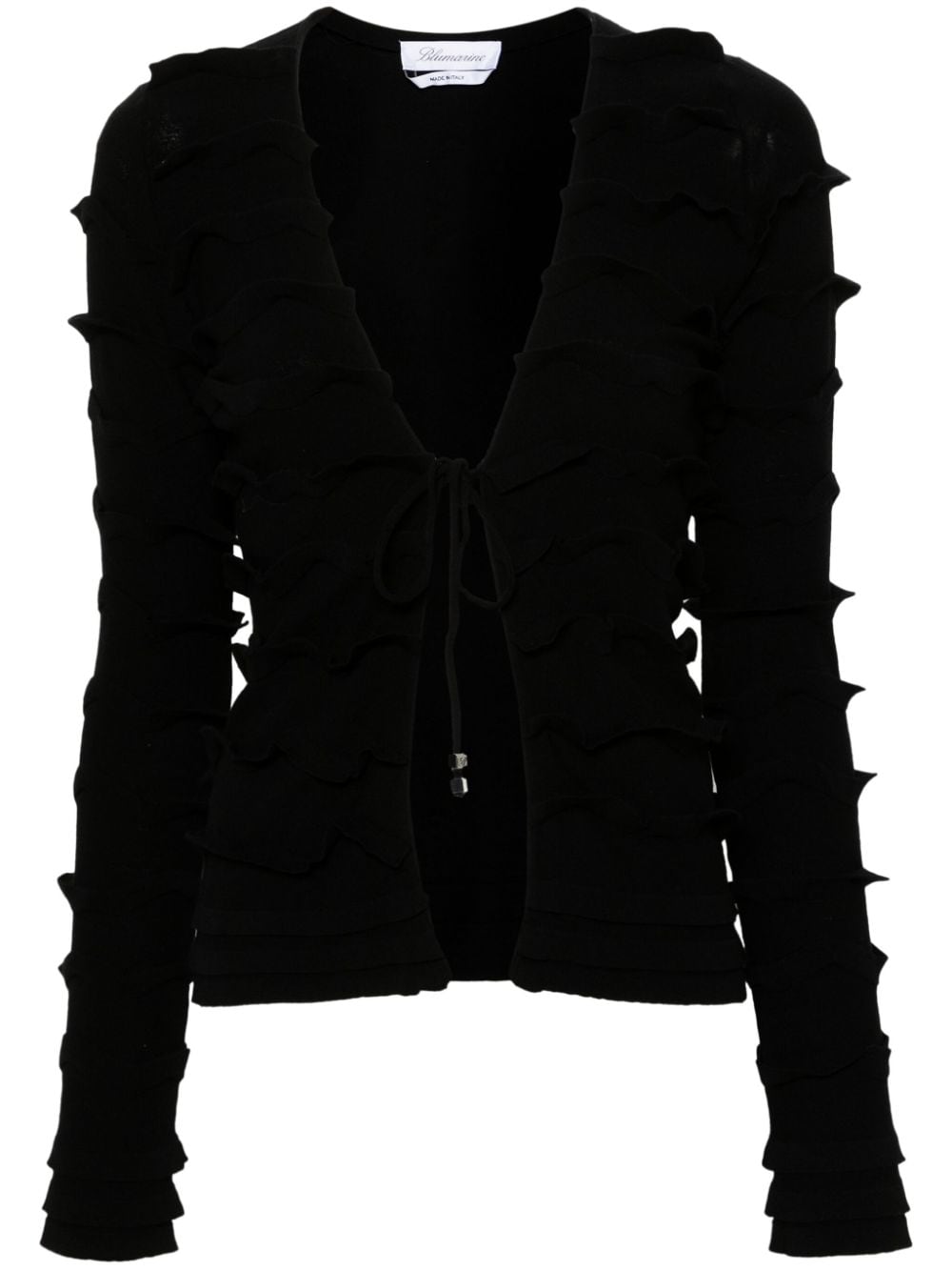 Blumarine ruffled fine-knit cardigan - Black von Blumarine