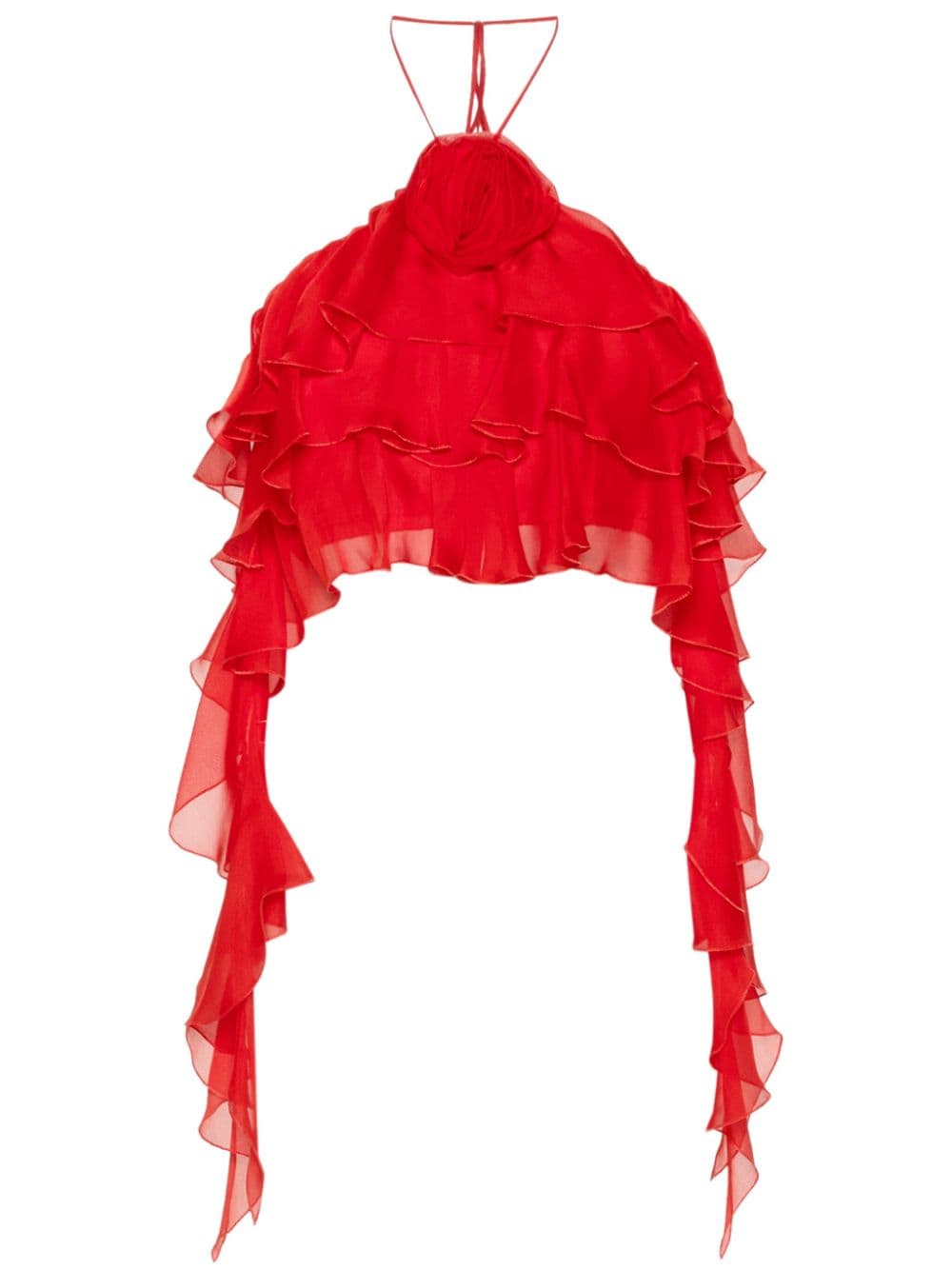 Blumarine sash-detail ruffled crop top - Red von Blumarine