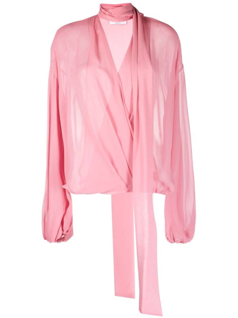 Blumarine scarf-detail V-neck silk blouse - Pink von Blumarine