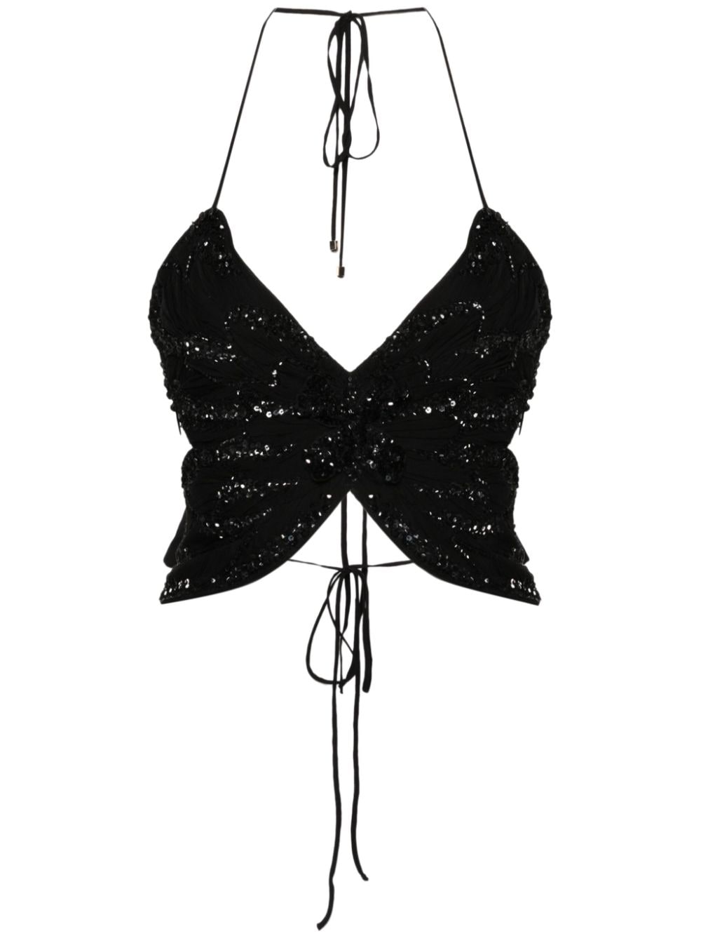Blumarine sequin-embellished butterfly top - Black von Blumarine