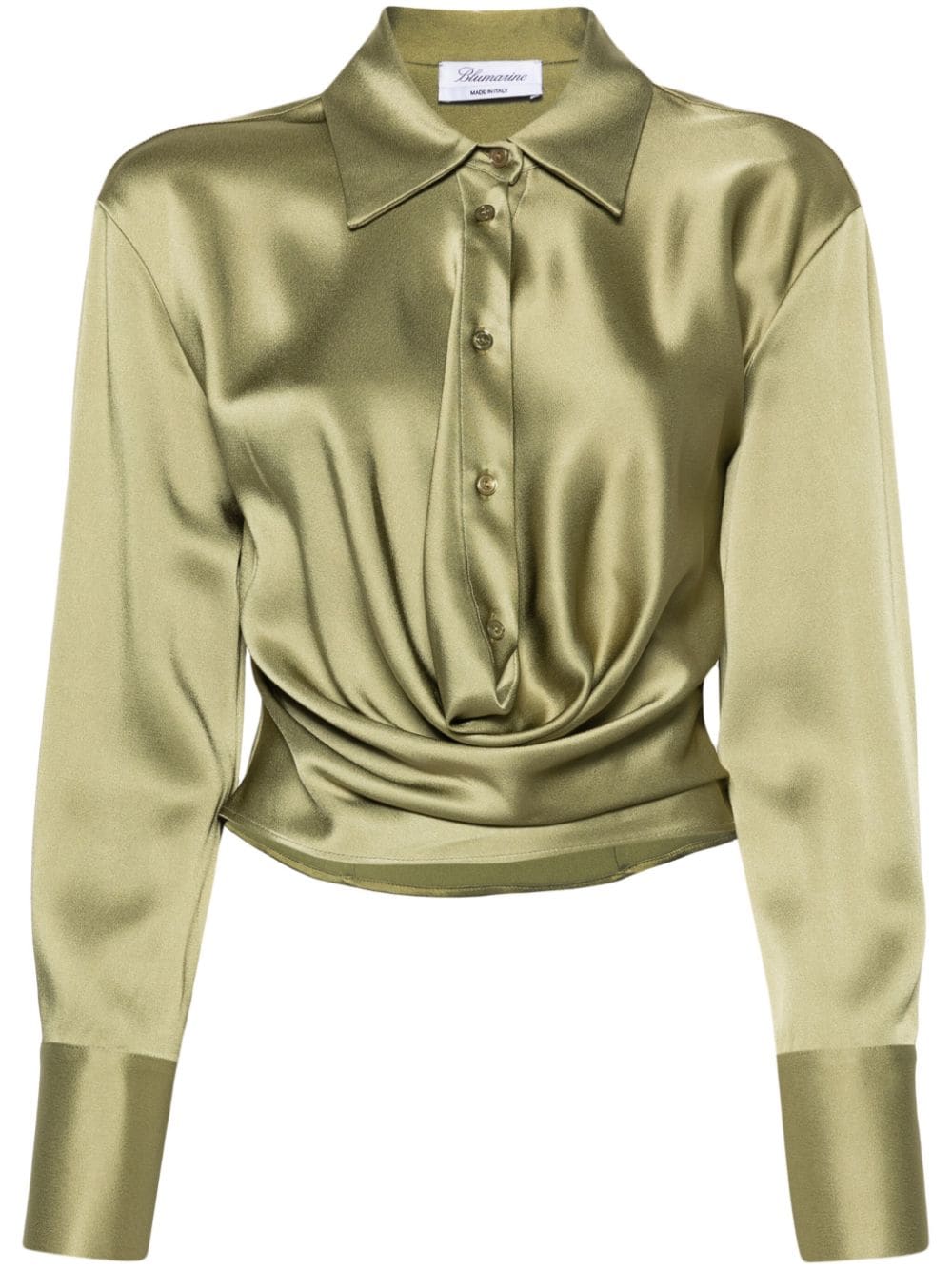 Blumarine straight-collar draped satin blouse - Green von Blumarine