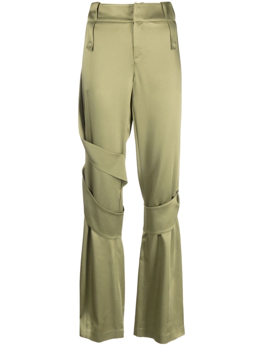 Blumarine strap-detail satin straight-leg trousers - Green von Blumarine