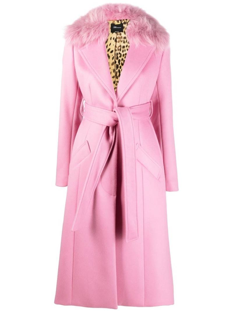 Blumarine trimmed-collar belted long coat - Pink von Blumarine