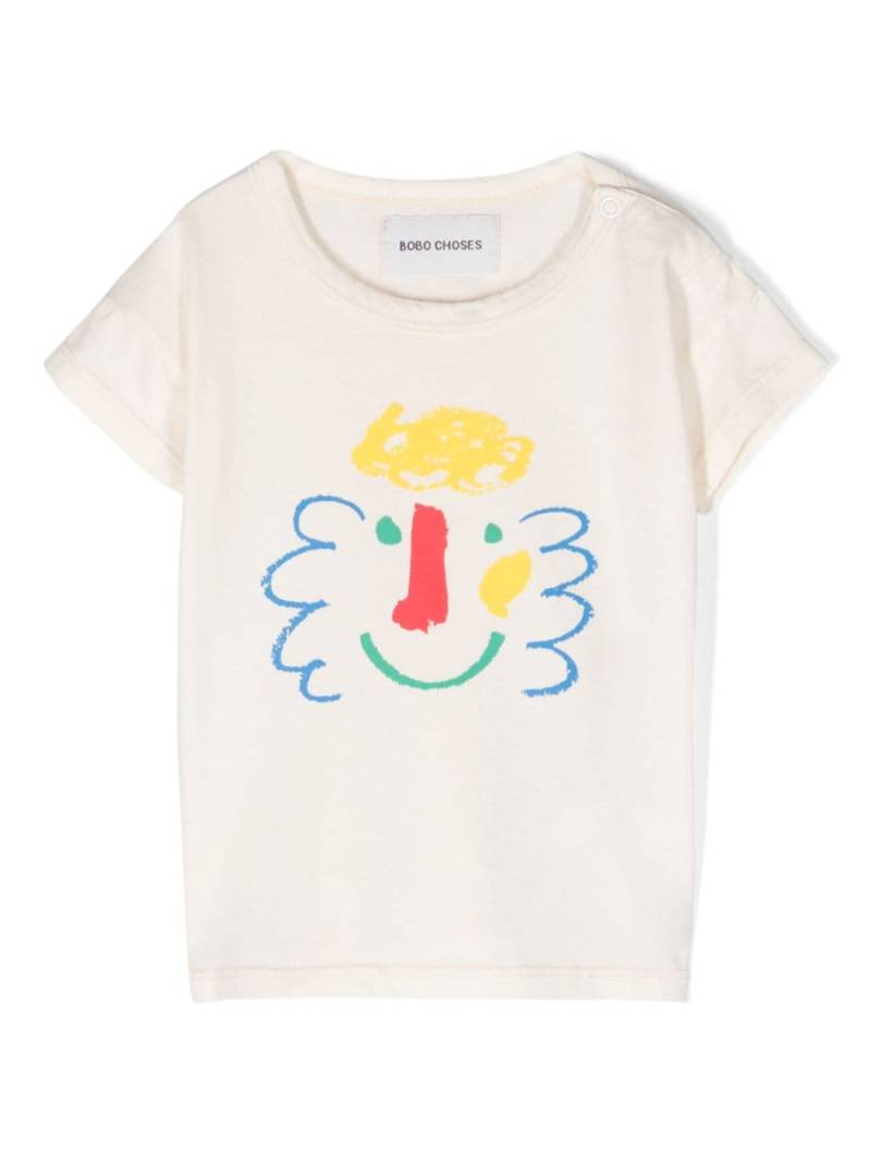 Bobo Choses Happy Mask organic cotton T-shirt - Neutrals von Bobo Choses