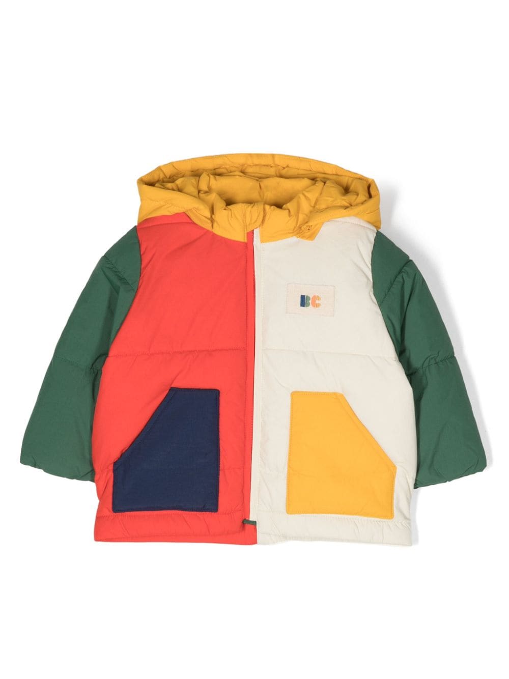 Bobo Choses colour-block padded hooded jacket - Red