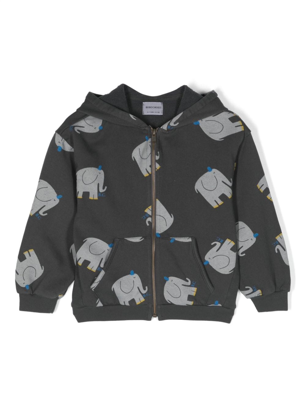 Bobo Choses elephant-print organic-cotton hoodie - Grey von Bobo Choses