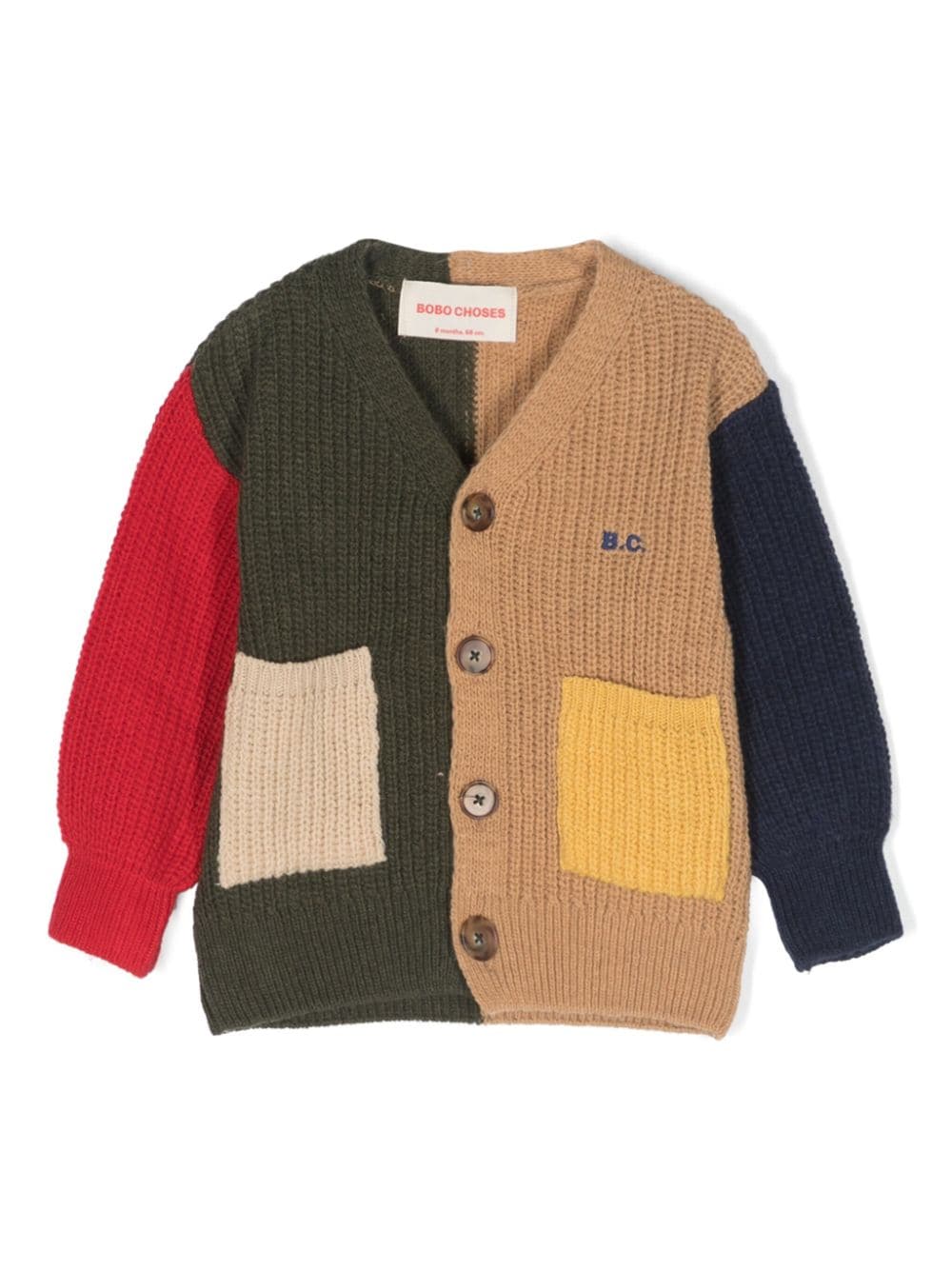 Bobo Choses logo-embroidered colour-block cardigan - Green von Bobo Choses