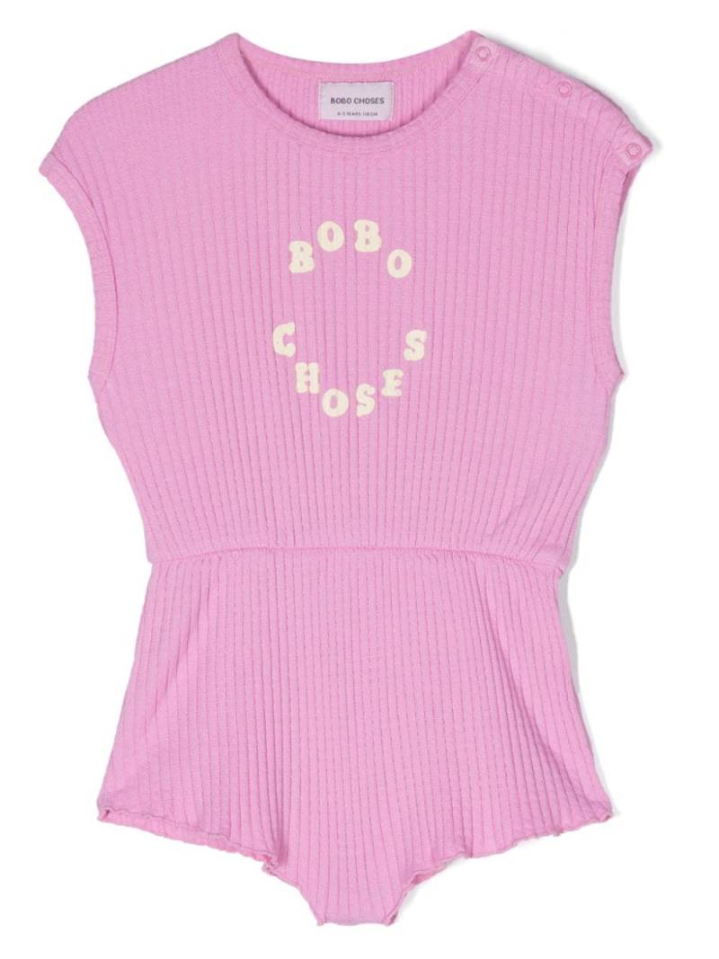 Bobo Choses logo-print ribbed playsuit - Pink von Bobo Choses