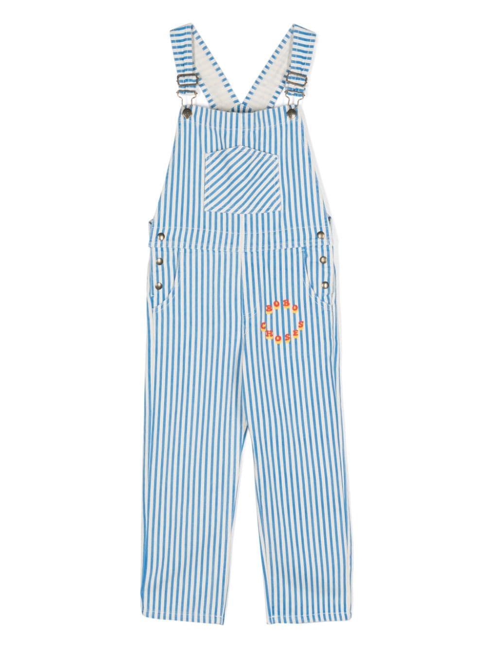 Bobo Choses logo-print striped dungarees - Blue von Bobo Choses