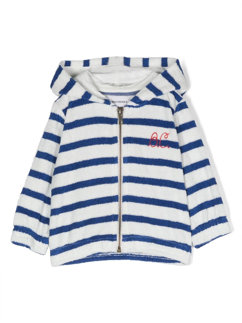 Bobo Choses striped embroidered-logo hoodie - Blue von Bobo Choses