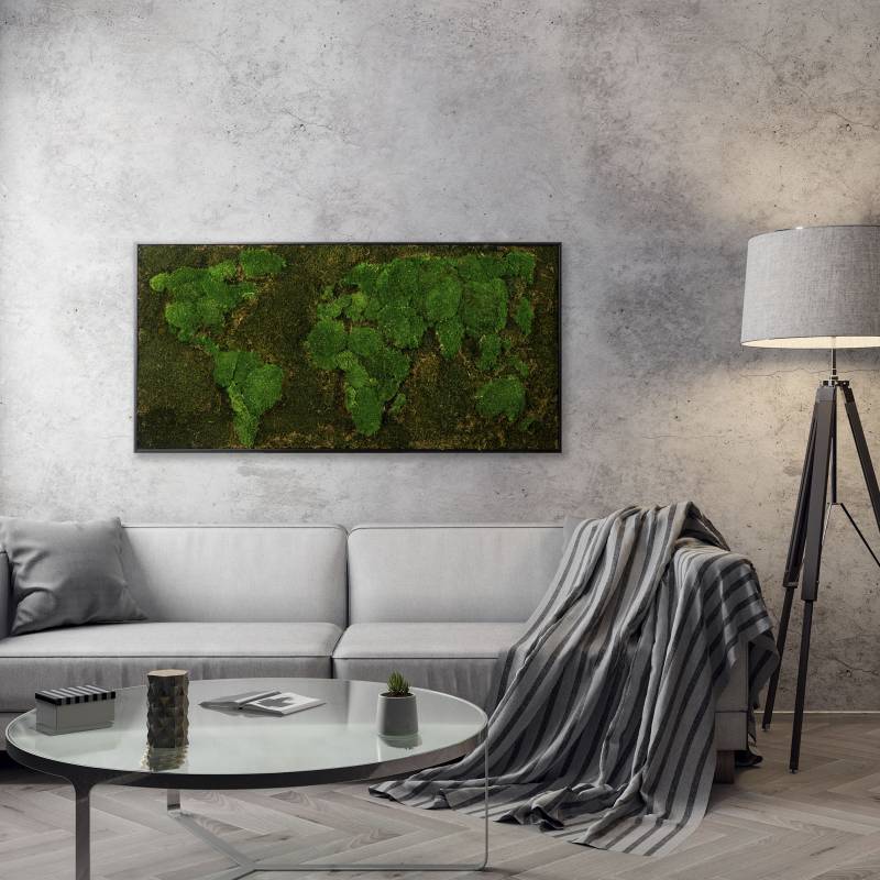Bönninghoff Bild mit Rahmen »Moos«, Weltkarte, (1 St.), jedes Bild ein Unikat, BxH: 120x60 cm von Bönninghoff
