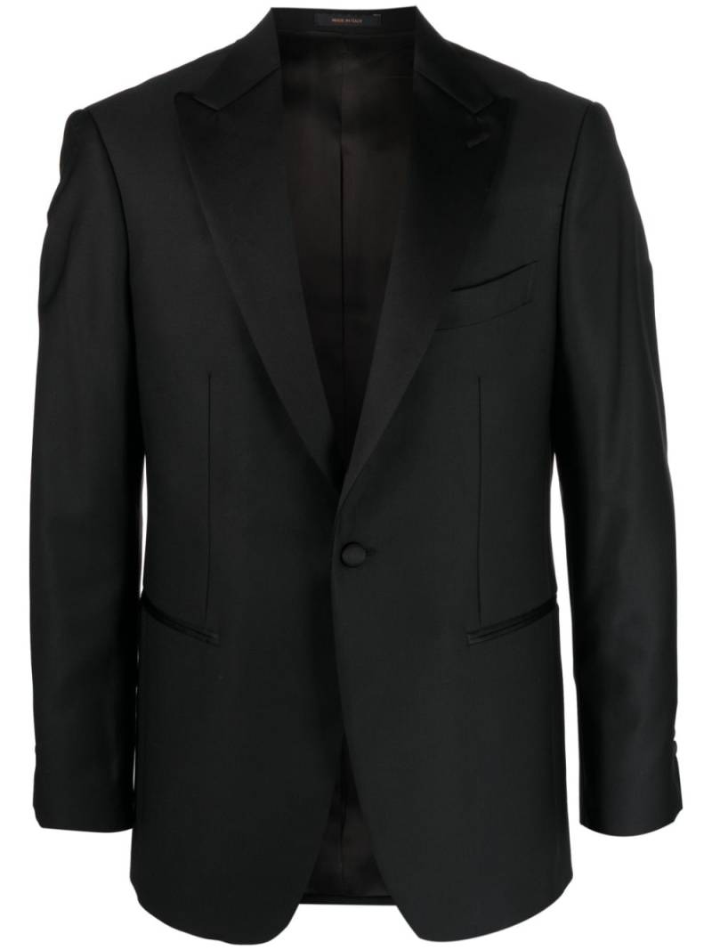 Boggi Milano single-breasted wool tuxedo jacket - Black von Boggi Milano