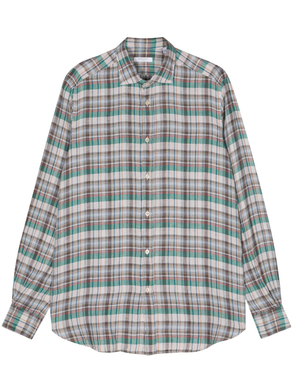 Boglioli check-pattern linen shirt - Green von Boglioli