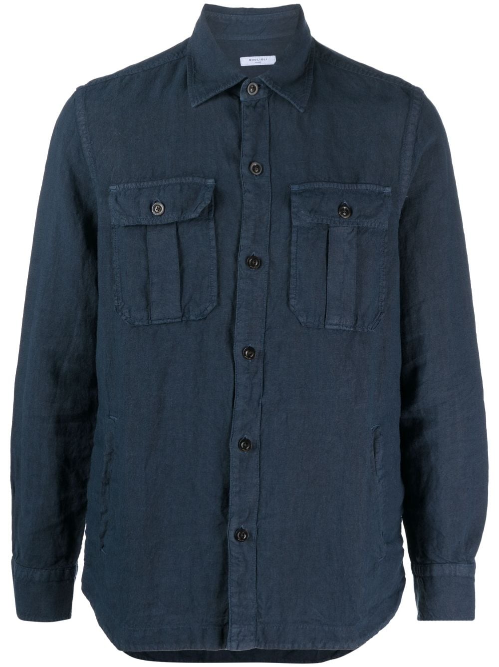 Boglioli chest-pockets linen shirt - Blue von Boglioli