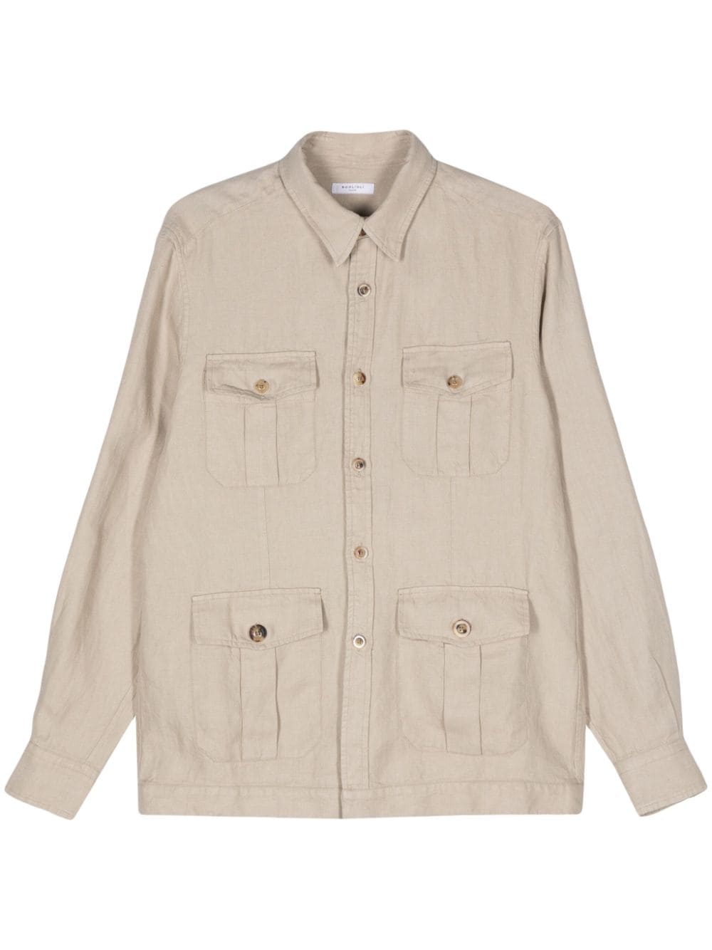 Boglioli herringbone linen shirt - Neutrals von Boglioli