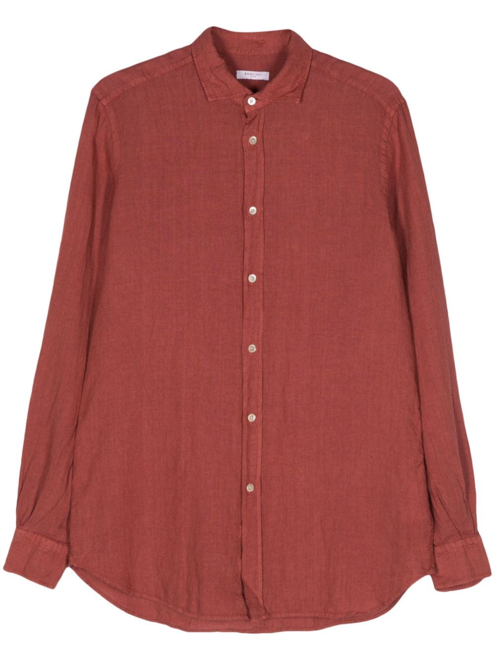 Boglioli slub-texture linen shirt - Red von Boglioli