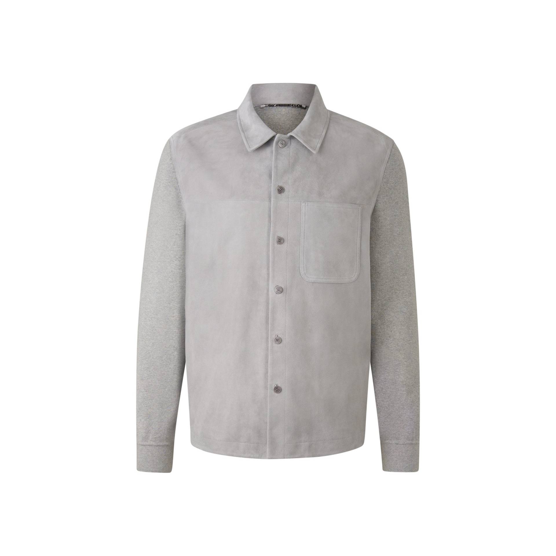 BOGNER Veloursleder-Strick-Overshirt Henno für Herren - Hellgrau - XXL von Bogner