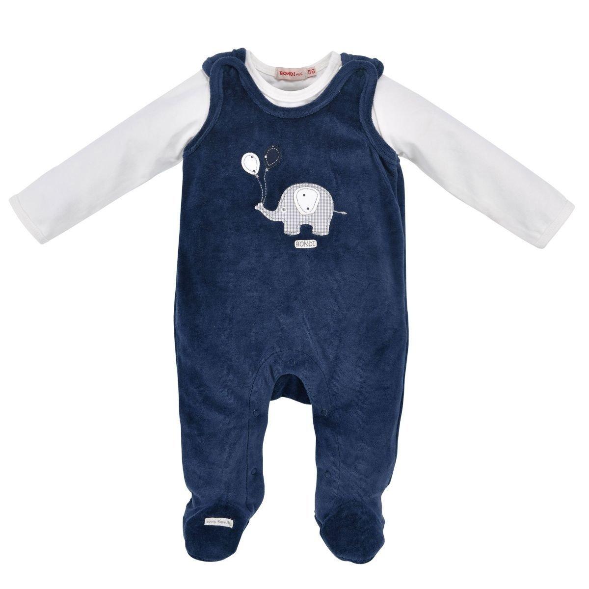 Baby Strampler Elefant Navy Unisex Blau 50 von Bondi