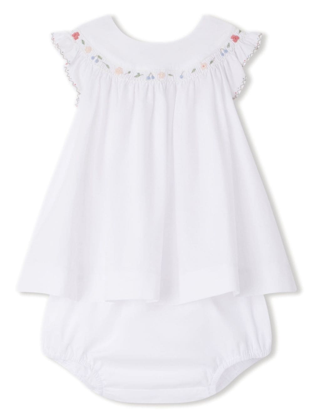 Bonpoint Amantine floral-embroidered sleeveless dress - White von Bonpoint