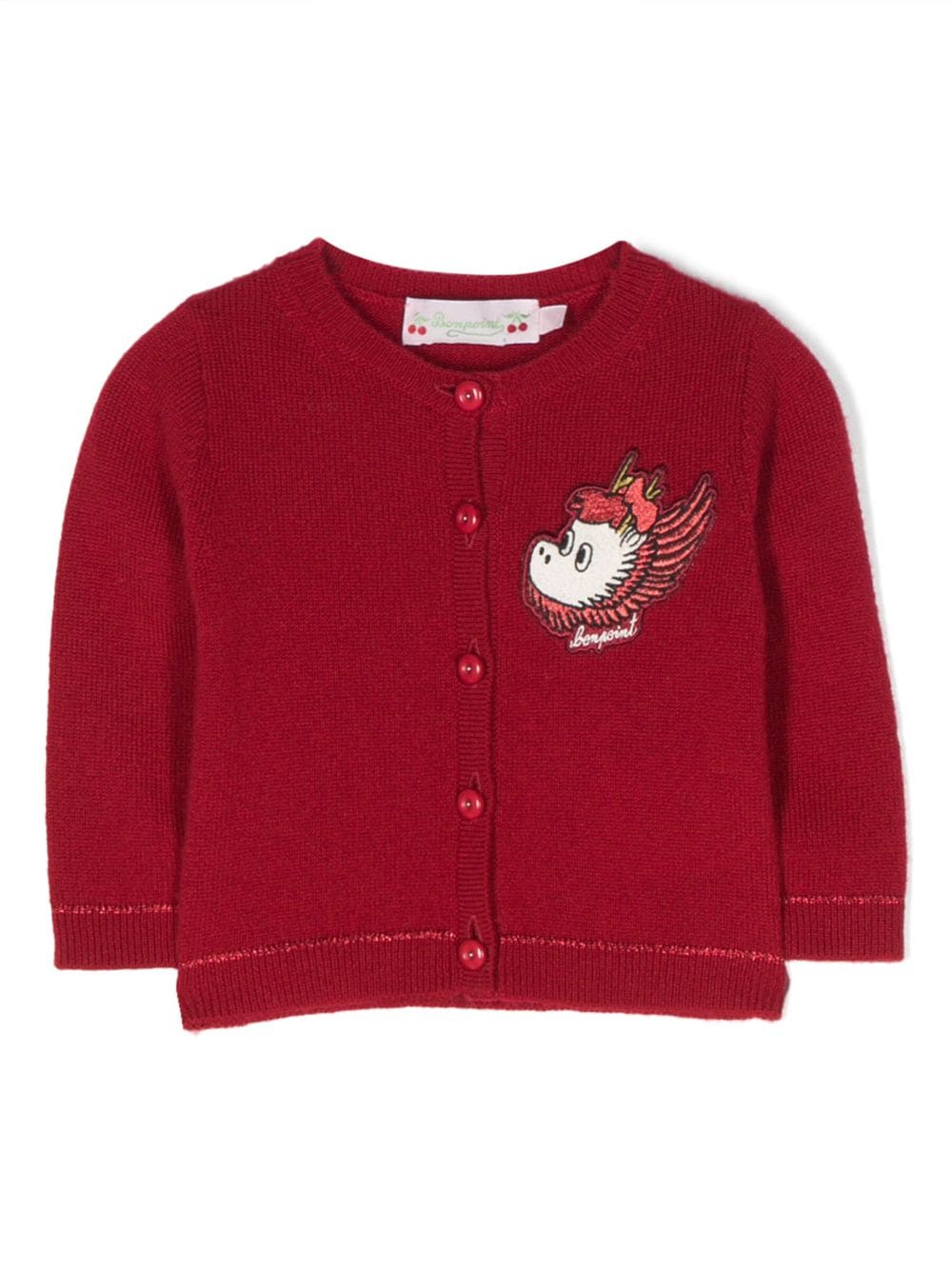 Bonpoint appliqué-logo cashmere cardigan - Red von Bonpoint