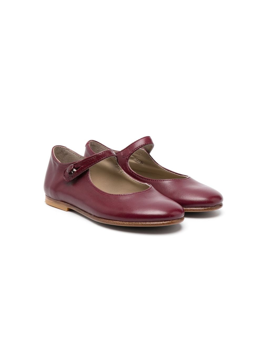 Bonpoint button-fastening leather ballerinas - Red von Bonpoint