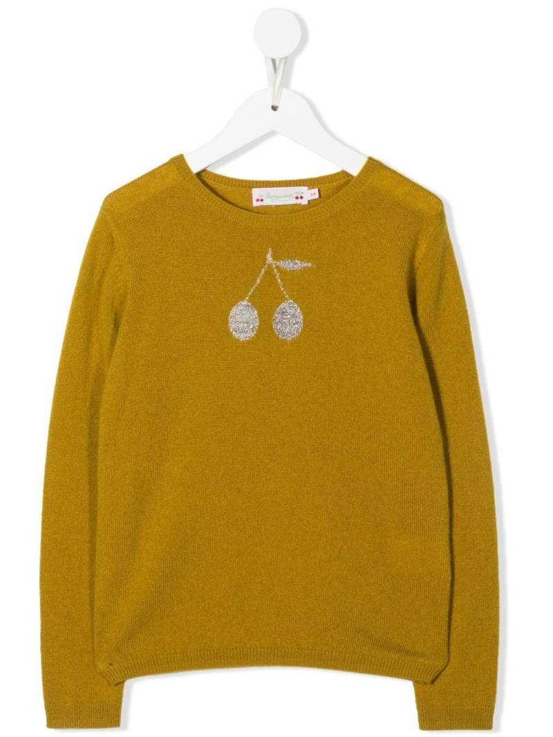 Bonpoint cherry-intarsia cashmere jumper - Yellow von Bonpoint