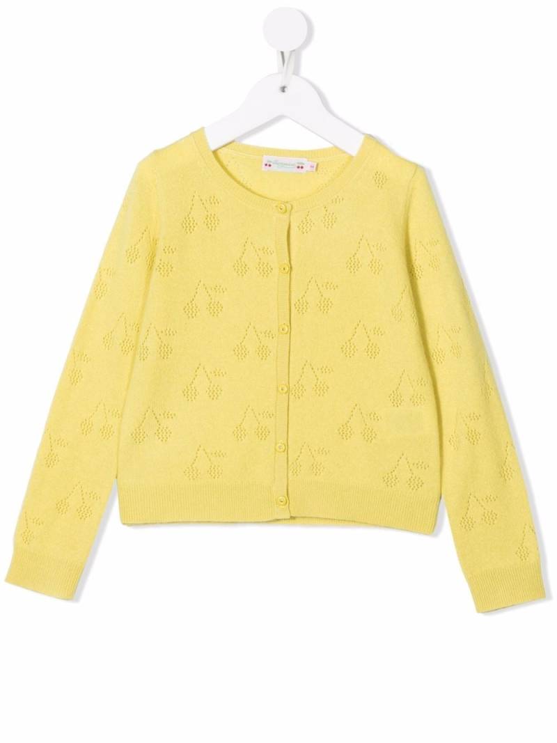 Bonpoint cherry-pointelle cashmere cardigan - Yellow von Bonpoint